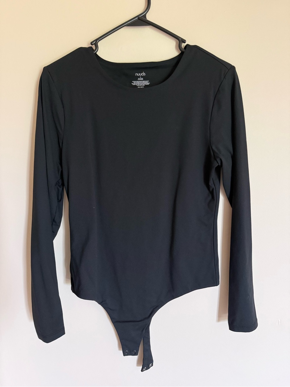 nuuds Black Long-Sleeve Bodysuit- New
